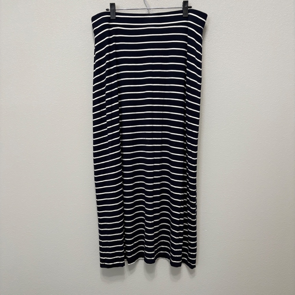 J. Crew Factory Navy & White Striped Pull-on Maxi Skirt - XL - Picture 2 of 6